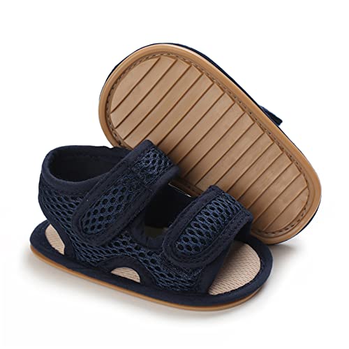 RVROVIC Baby Boys Girls Sandals Premium Infant Summer Outdoor Shoes PU Lightweight Soft Anti-Slip Sole Toddler Prewalker(6-12 Months Infant,A1-Dark Blue) - Image 1