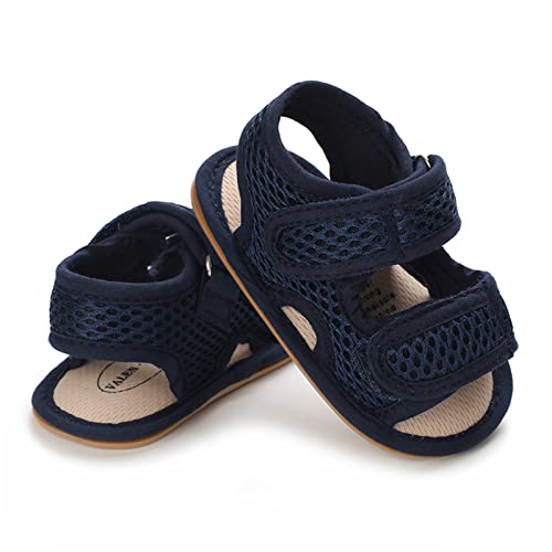 RVROVIC Baby Boys Girls Sandals Premium Infant Summer Outdoor Shoes PU Lightweight Soft Anti-Slip Sole Toddler Prewalker(6-12 Months Infant,A1-Dark Blue) - Image 3