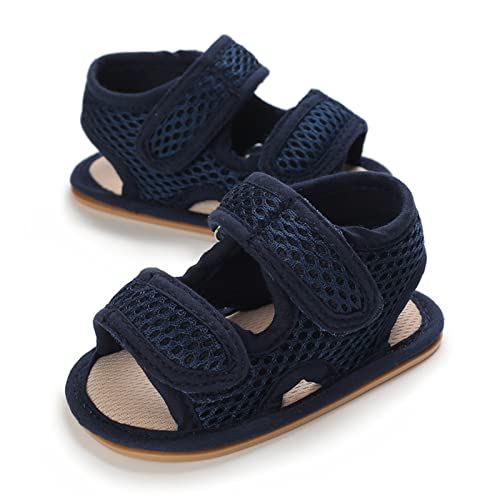 RVROVIC Baby Boys Girls Sandals Premium Infant Summer Outdoor Shoes PU Lightweight Soft Anti-Slip Sole Toddler Prewalker(6-12 Months Infant,A1-Dark Blue) - Image 4