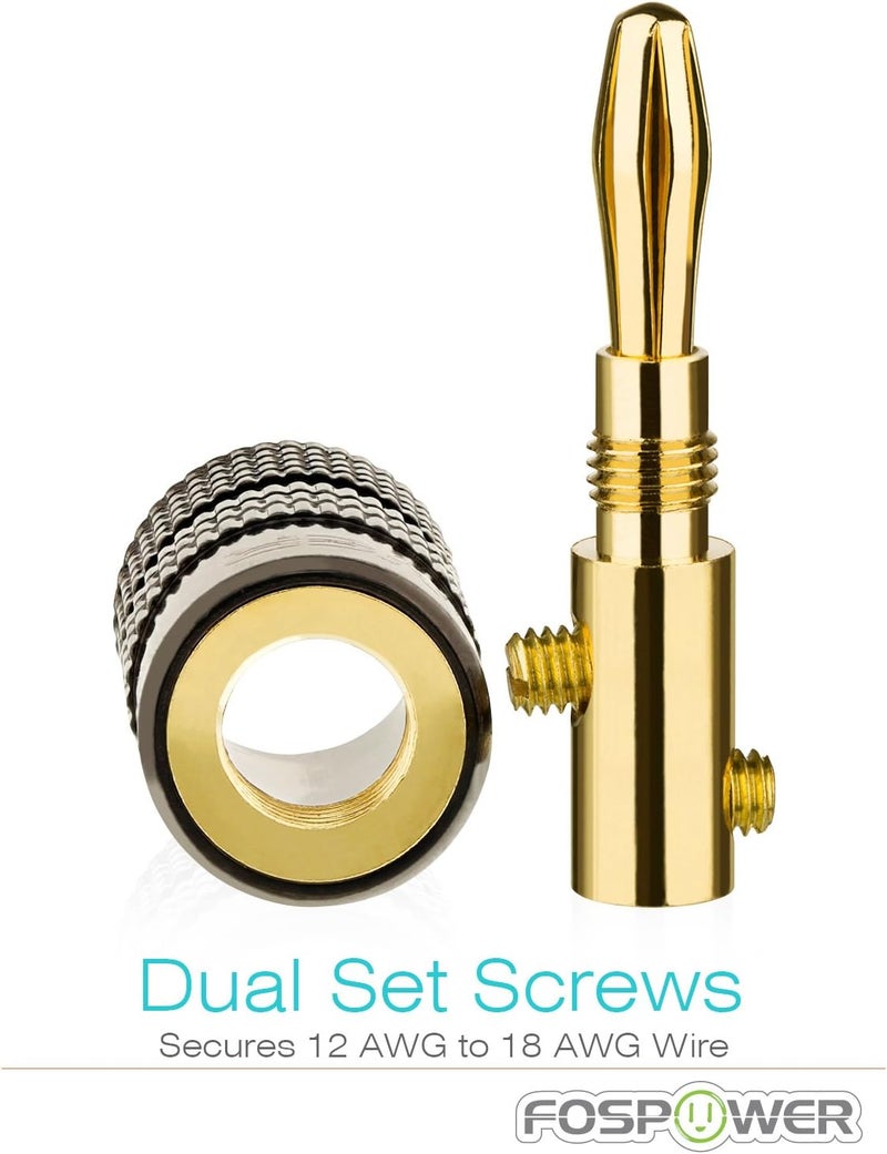 FosPower Banana Plugs 10 Pairs / 20 pcs, Closed Screw 24K Gold Plated Speaker Plug Connectors for Speaker Wire, Wall Plate, Home Theater, Audio/Video Receiver, Amplifiers and Sound Systems - Image 4