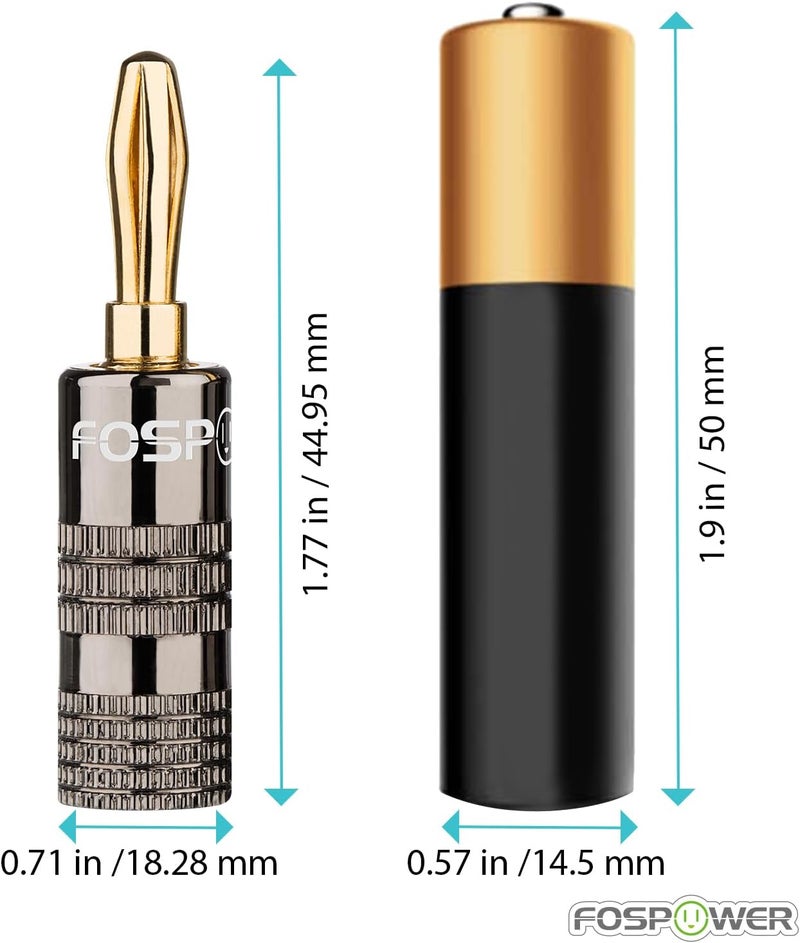 FosPower Banana Plugs 10 Pairs / 20 pcs, Closed Screw 24K Gold Plated Speaker Plug Connectors for Speaker Wire, Wall Plate, Home Theater, Audio/Video Receiver, Amplifiers and Sound Systems - Image 2