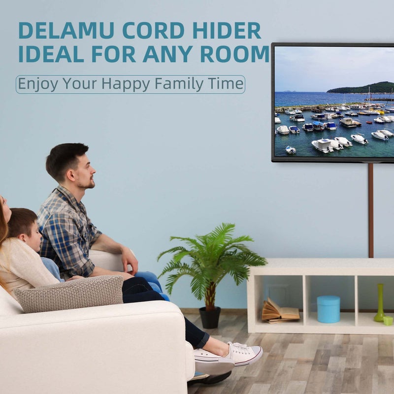 Delamu Wire Hider, 157in Delamu Cord Hider Wall, Paintable Wire Covers for Cords, TV Cable Hider Wall Kit, Cable Covers Raceway, Cable Management Hide TV Cords for Wall Mount TV, 10XL15.7 W0.95 H0.55in Brown - Image 5
