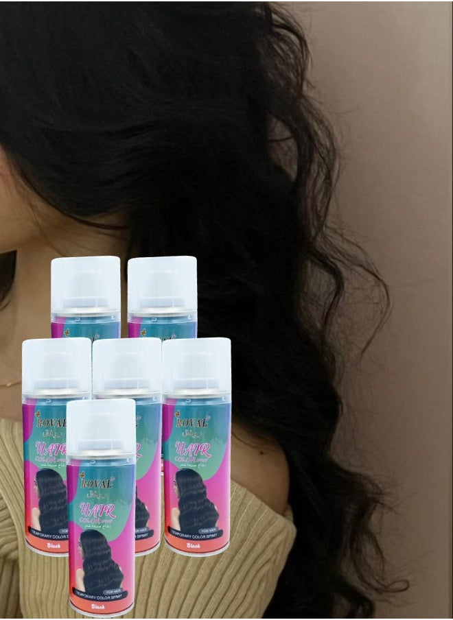 ROVAL 6 Pieces Hair Color Spray Black  - Image 1