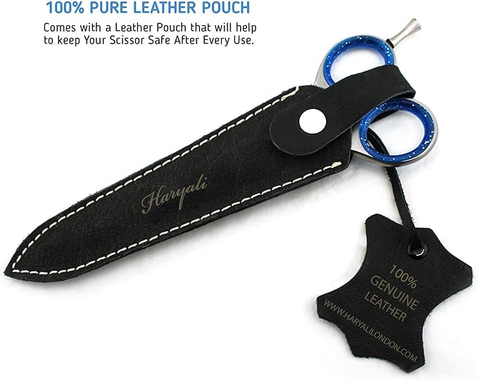 Haryali London Haryali London 6 Hairdressing Barber Hair Scissor with Leather Pouch for Professional Hairdressers Barbers Stainless Steel Hair Cutting Shears for Salon Barbers Men Women Children and Adults
