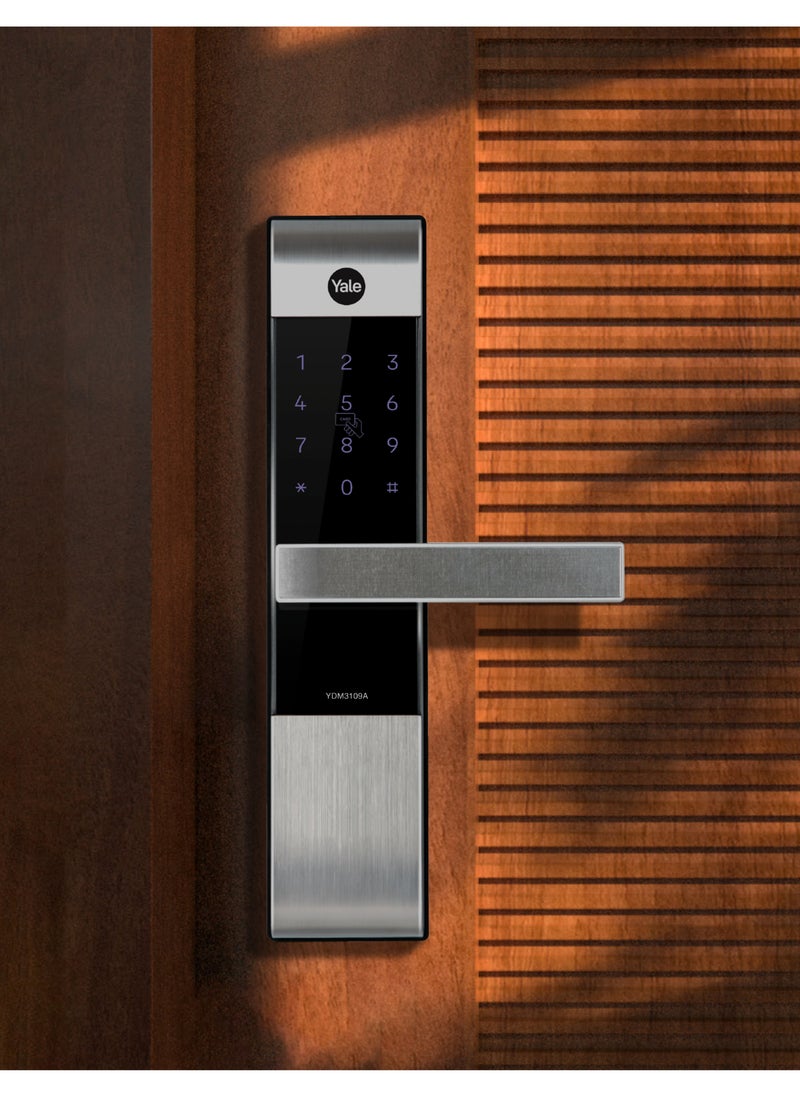 Yale - Smart Lock YDM3109A, with Pin Code, RIFD Card and Mechanical Key for Keyless Home Entry, Auto Locking & Emergency Power Supply, Adjustable Handle Suitable for Right or Left Handed Doors - Image 1