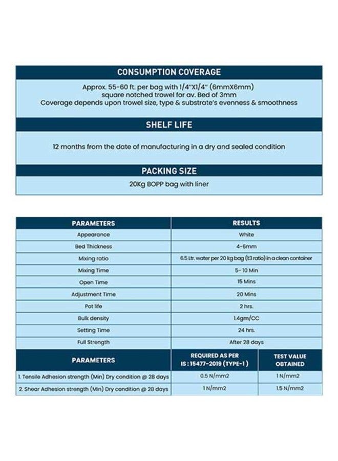 سوماني SEF 555 لاصق البلاط الأبيض - لاصق أسمنتي عالي القوة ومعدل بالبوليمر ومقاوم للماء للسيراميك والبلاط المزجج | تطبيق الأرضيات والجدران الداخلية - Image 3