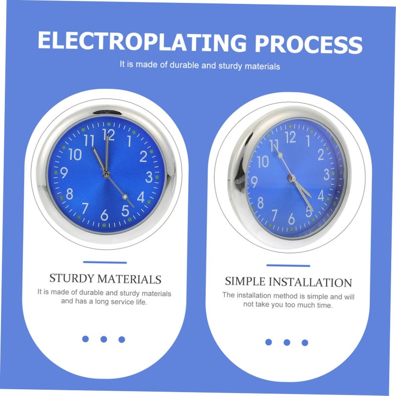 2Pcs Luminous Car Dashboard Clock Blue Gold Design Easy Viewing Timepiece - Image 4