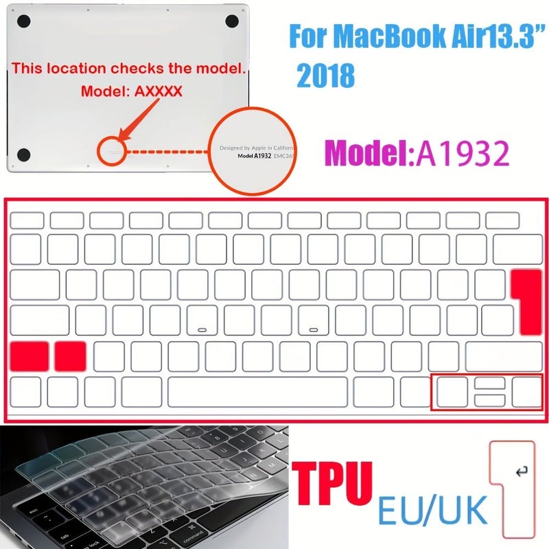 Transparent Ultra Thin TPU Keyboard Cover For Macbook Air 13 Inch Models Chrome Older 18 Month Goal Spend No Part SKU Code Issue But A key Can Use Based On Available Model EU A2338 A2251 A2141 Including M4 M3 M2 M1 Chips Pro In Our Effort Freeze Coverage Do Over By EU Layout - Image 1