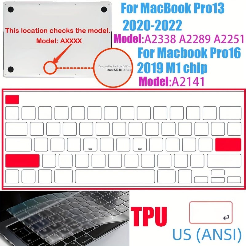 Transparent Ultra Thin TPU Keyboard Cover For Macbook Air 13 Inch Models Chrome Older 18 Month Goal Spend No Part SKU Code Issue But A key Can Use Based On Available Model EU A2338 A2251 A2141 Including M4 M3 M2 M1 Chips Pro In Our Effort Freeze Coverage Do Over By EU Layout - Image 3