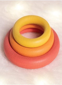 TickiT TickiT-73977 Rainbow Wooden Rings - Set of 21 - 3 Sizes - Counting and Sorting Rings - Loose Parts Wooden Toy for Babies and Toddlers 10m+ - Inspire Curiosity and Open-Ended Play  - Image 4