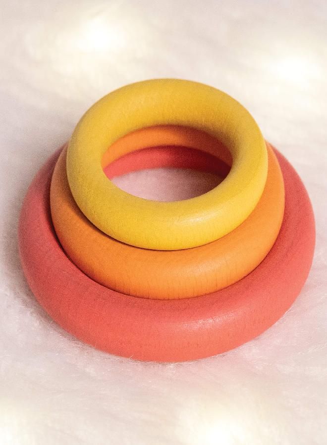 TickiT TickiT-73977 Rainbow Wooden Rings - Set of 21 - 3 Sizes - Counting and Sorting Rings - Loose Parts Wooden Toy for Babies and Toddlers 10m+ - Inspire Curiosity and Open-Ended Play  - Image 4