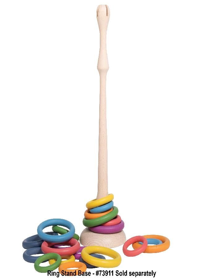 TickiT TickiT-73977 Rainbow Wooden Rings - Set of 21 - 3 Sizes - Counting and Sorting Rings - Loose Parts Wooden Toy for Babies and Toddlers 10m+ - Inspire Curiosity and Open-Ended Play  - Image 2