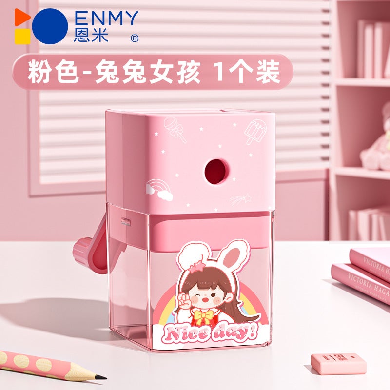 Generic Enmi Pencil Sharpener Kindergarten Hand Pencil Sharpener Primary School Students Special Pencil Sharpener Childrens Class Manual Pencil SharpenerHand Pencil Sharpener-Pink Rabbit Girl Hand Pencil Sharpener-Pink Rabbit Girl 