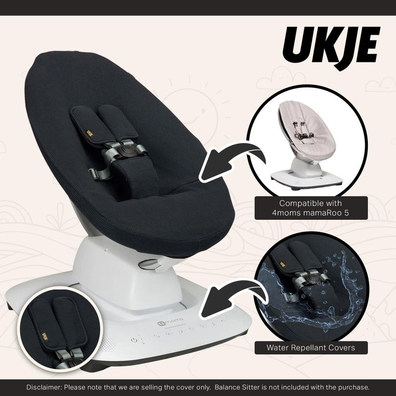 UKJE Protective Swing Cover Compatible with 4moms or MamaRoo 5, Multi-Motion Baby Swing, Baby Swing Liners, Baby Rocker Cover, Easy to Install, Easy to Wash, Handmade in Europe, Beige - Image 3