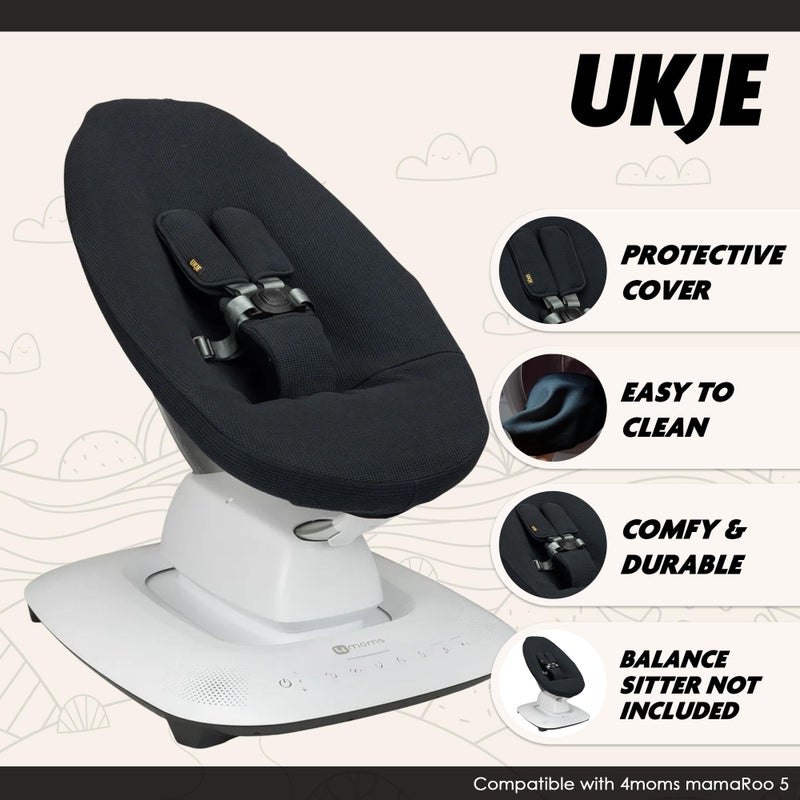 UKJE Protective Swing Cover Compatible with 4moms or MamaRoo 5, Multi-Motion Baby Swing, Baby Swing Liners, Baby Rocker Cover, Easy to Install, Easy to Wash, Handmade in Europe, Beige - Image 2