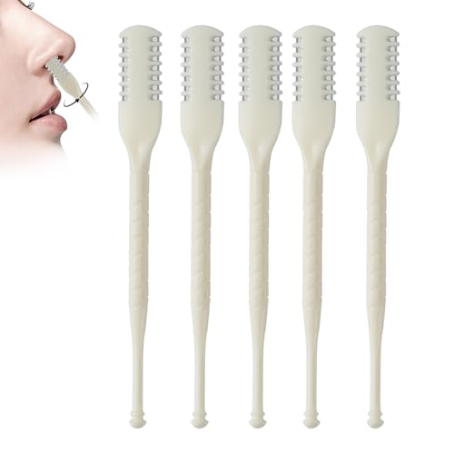 Mcbazel 5Pcs 2in1 Nasal Hair Cutter DoubleSided Nose Hair Cutter Manual 360 Rotating Nose Hair Trimmer for Men and Women Portable Compact No Batteries Required Cream Color - Image 1