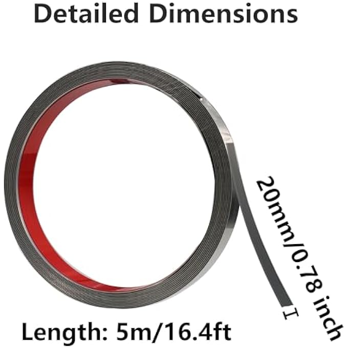 16.4FT STAINLESS STEEL PEEL AND STICK, SILVER WALL TRIM MOLDING, FLEXIBLE AND SELF ADHESIVE TRIM FOR HOME DECORATION, MIRROR FRAME, WINDOW, BACKSPLASH TILE (20MM/0.78INCH WIDE) - Image 2