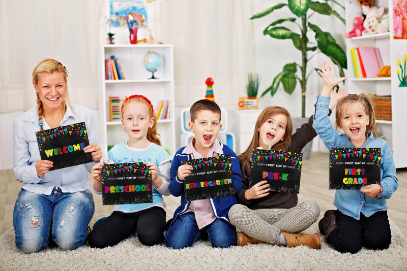 WaaHome First Day of School Chalkboard Sign - 8''x10'' First Day of Kindergarten Preschool Sign Back to School Signs for Kids Girls Boys, Reusable, 16 Grades - Image 4
