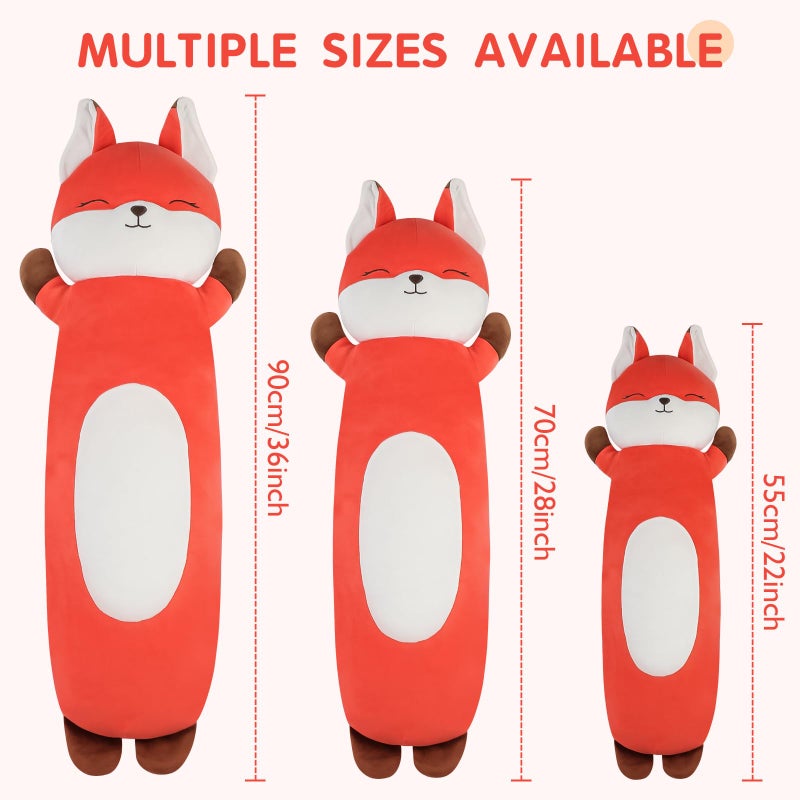 Dalmao 36 inch Orange Fox Stuffed Animal  Soft Long Pillow Doll  Giant Cute Fox Plush Body Pillow Plushies Toy Gift for Kids  Boys Birthday Valentine Easter - Image 3