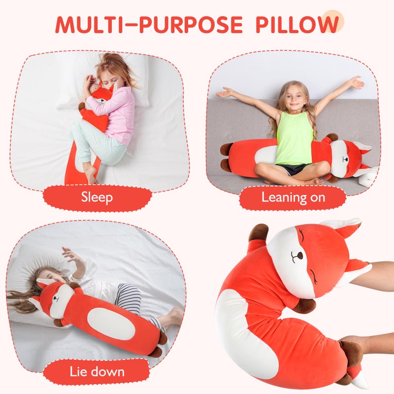 Dalmao 36 inch Orange Fox Stuffed Animal  Soft Long Pillow Doll  Giant Cute Fox Plush Body Pillow Plushies Toy Gift for Kids  Boys Birthday Valentine Easter - Image 4