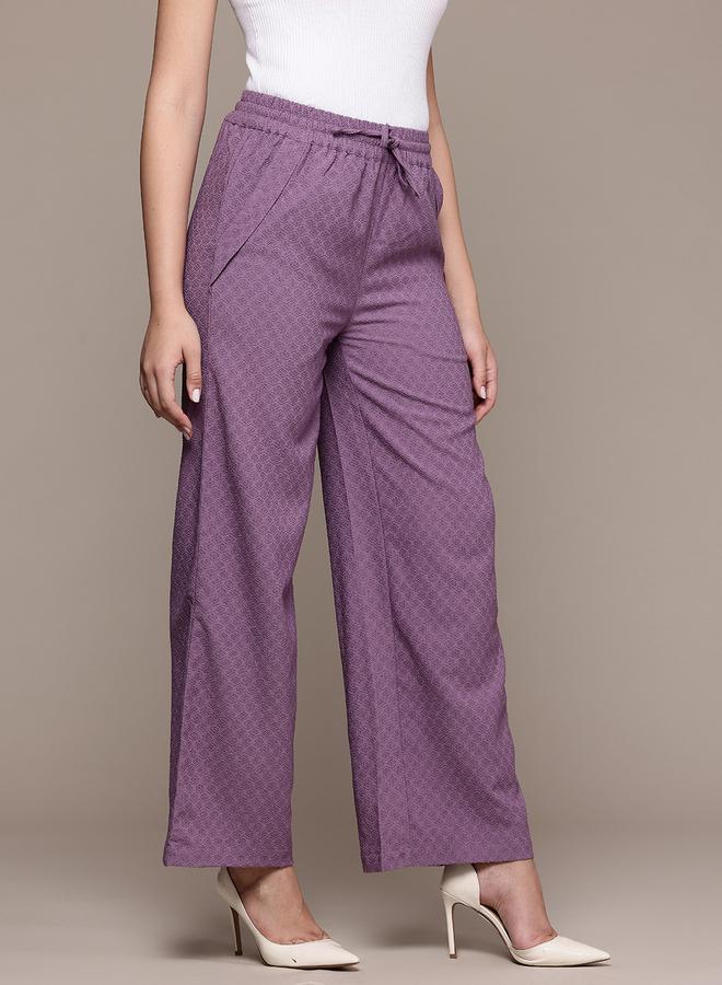 Freehand Purple Textured Wide Leg Trousers - Image 2