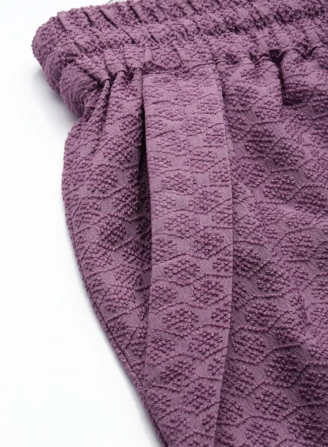 Freehand  Purple Textured Wide Leg Trousers for Women | Best Price UAE