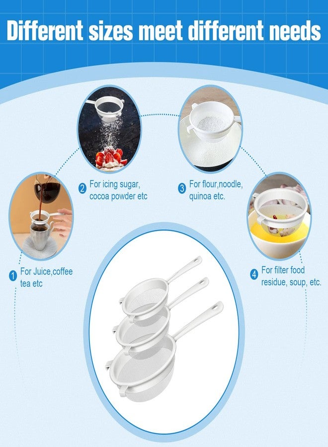 Sadoia 3 Pcs Plastic Nylon Fine Mesh Kefir Strainer Set with Handle, Sieve Fine Mesh Colander Flour Sifter for Yogurt Baking Kitchen Kefir Tea Juice Pasta - Image 5