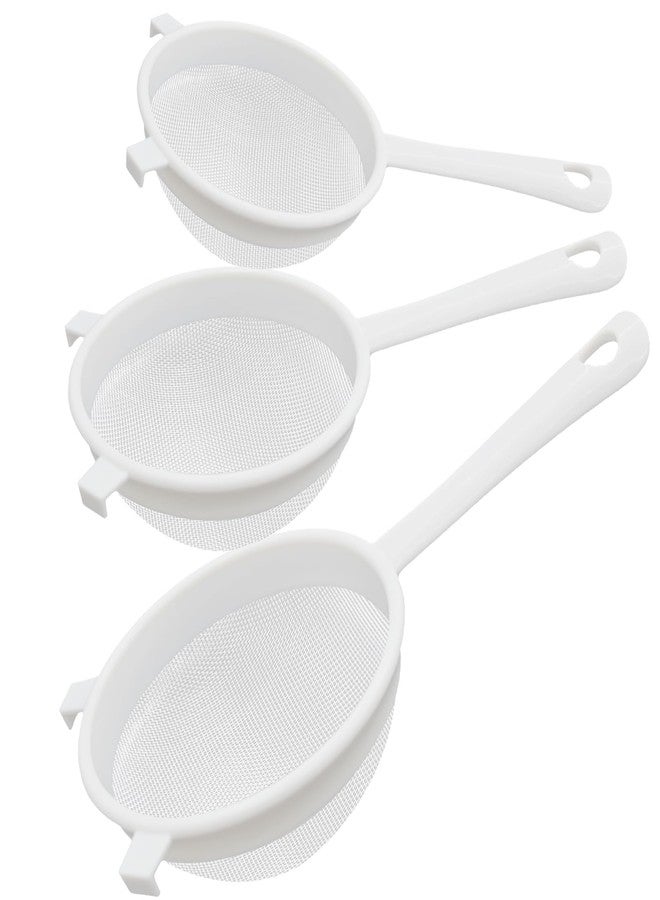 Sadoia 3 Pcs Plastic Nylon Fine Mesh Kefir Strainer Set with Handle, Sieve Fine Mesh Colander Flour Sifter for Yogurt Baking Kitchen Kefir Tea Juice Pasta - Image 1