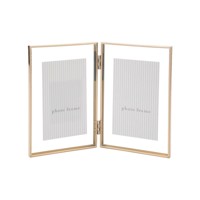 GorYeeFine الذهب 4x 6 '' إطار عائم مزدوج لأحجام الصور (2 x3 '' 3.5x 5 '' 'حتى 4x6' ') إطارات حافة الدانتيل المعدنية جميلة قابلة للتعديل - Image 1