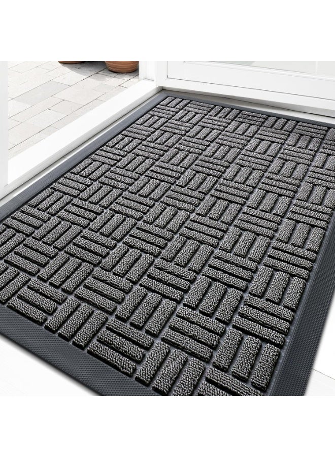 YelaJoy 45×75CM Front Door Mat Outside Entrance, Absorbent, Heavy Duty Sturdy Natural Rubber Doormat Indoor Outdoor, Stain and Fade Resistant, Non-Slip Backing Low Profile Floor Mat for Entryway(Grey) - Image 1