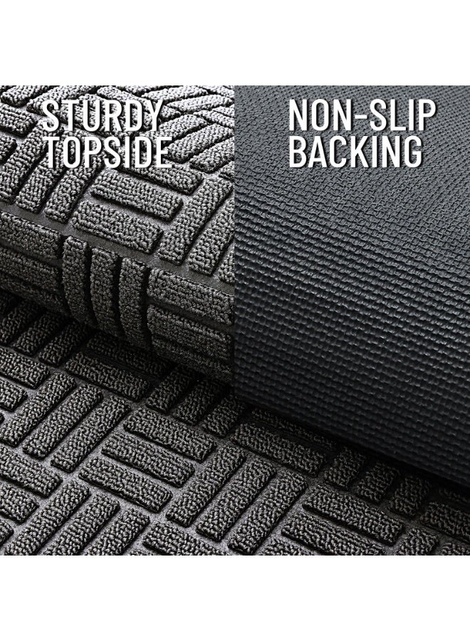 YelaJoy 45×75CM Front Door Mat Outside Entrance, Absorbent, Heavy Duty Sturdy Natural Rubber Doormat Indoor Outdoor, Stain and Fade Resistant, Non-Slip Backing Low Profile Floor Mat for Entryway(Grey) - Image 5