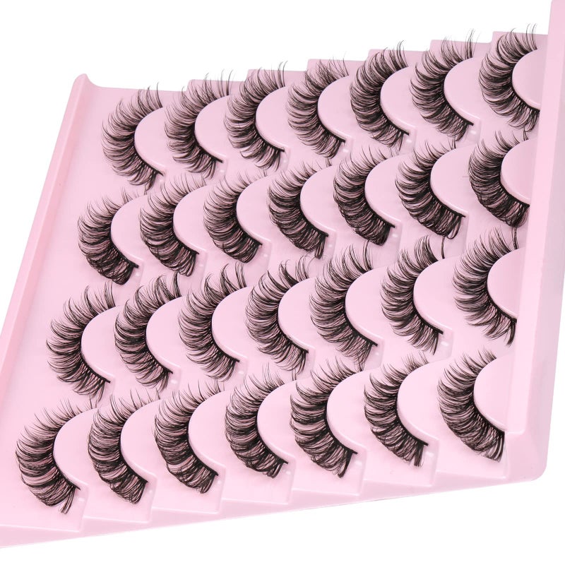 zanlufly Russain Strip Lashes D-Curly False Eyelashes Natural Look Wispy Cat Eye Lashes that Look Like Eyelash Extensions 3D Lashes Pack - Image 5