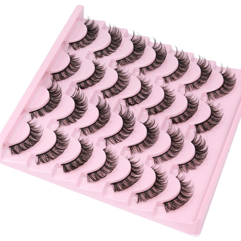 zanlufly Russain Strip Lashes D-Curly False Eyelashes Natural Look Wispy Cat Eye Lashes that Look Like Eyelash Extensions 3D Lashes Pack - Image 4