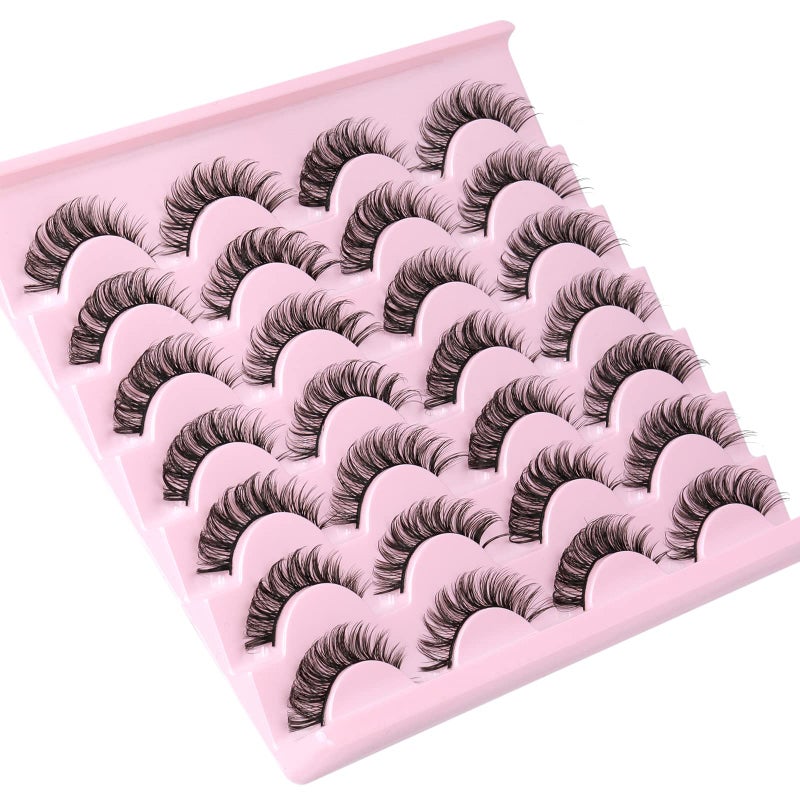 zanlufly Russain Strip Lashes D-Curly False Eyelashes Natural Look Wispy Cat Eye Lashes that Look Like Eyelash Extensions 3D Lashes Pack - Image 3