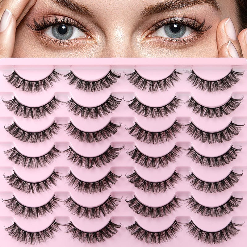 zanlufly Russain Strip Lashes D-Curly False Eyelashes Natural Look Wispy Cat Eye Lashes that Look Like Eyelash Extensions 3D Lashes Pack - Image 1