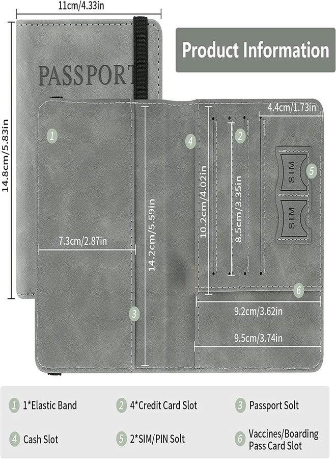 Qolixs Passport Holder Cover Travel Wallet Organiser, Passport Case with RFID Blocking, PU Leather Travel Document Holder for Men & Women Travel Accessories (Multi) - Image 3
