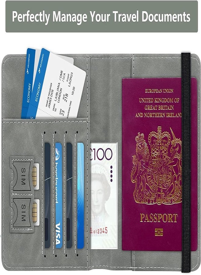 Qolixs Passport Holder Cover Travel Wallet Organiser, Passport Case with RFID Blocking, PU Leather Travel Document Holder for Men & Women Travel Accessories (Multi) - Image 5