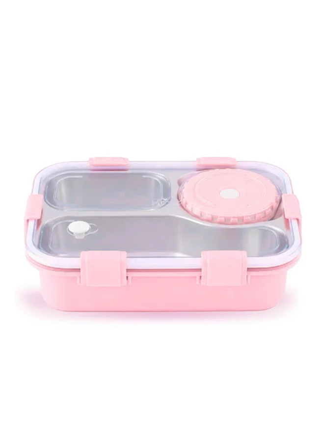 ستار بيبيز Star Babies Food Grade 304 Stainless Steel Bento Lunch Box with 4 Compartments and Leak-Proof Lid - Pink