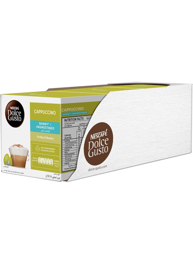 دولسي قوستو كبسولات قهوة كابتشينو نسكافية دولتشي جوستو سكيني، عبوة من 16 كبسولة، 3 قطع - Image 2