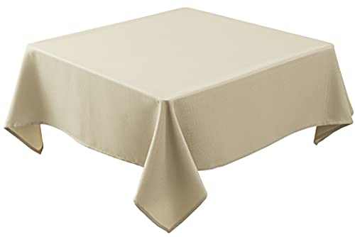 Biscaynebay Textured Fabric Square Tablecloths 70x70 Inches Natural Water Resistant Spill Proof Card Table Cloth Folding Table Cover for Dining Kitchen Wedding and Parties Machine Washable