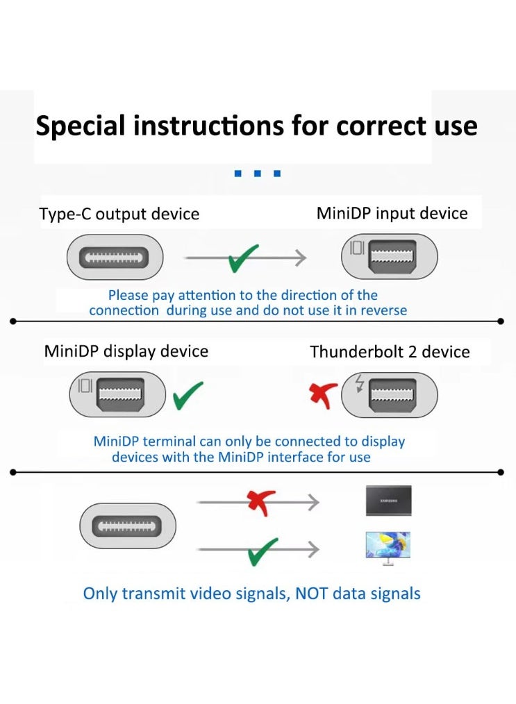 USB Type-C to Mini DisplayPort Cable – 2m High-Speed Thunderbolt 3 to Mini DP | 4K Ready, Durable & Easy-to-Use for Laptop, Tablet & Monitor - Image 4