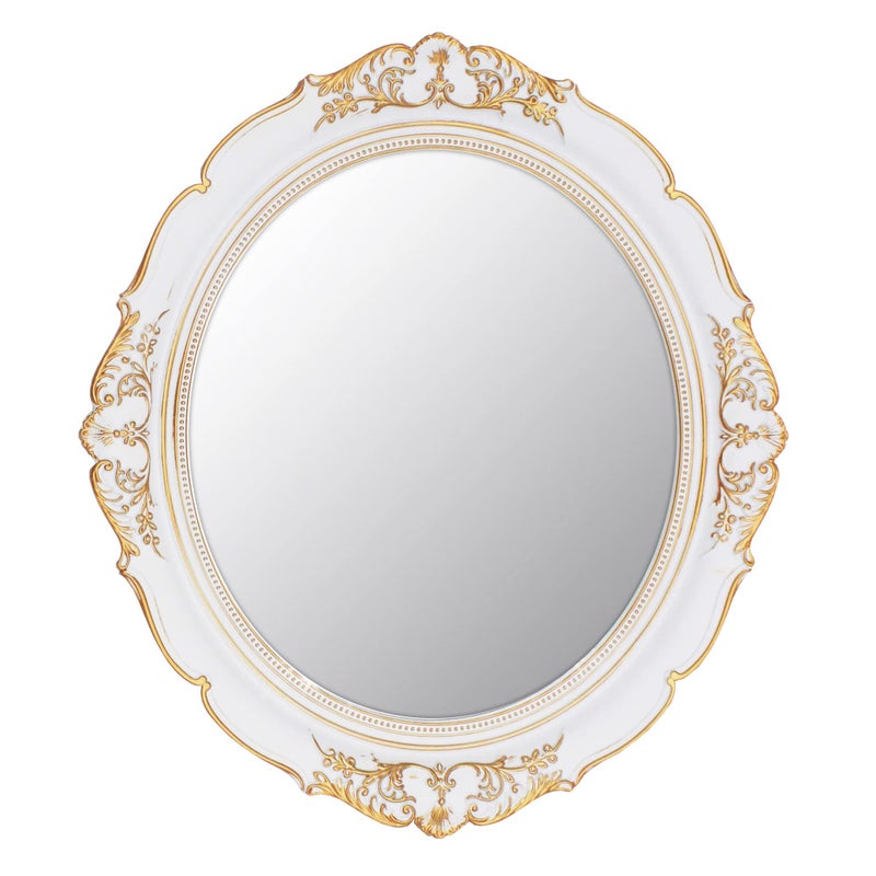 Eaoundm 131 x 148 inchs Decorative Wall MirrorVintage Hanging Mirrors for Bedroom LivingRoom Dresser Decor Oval White