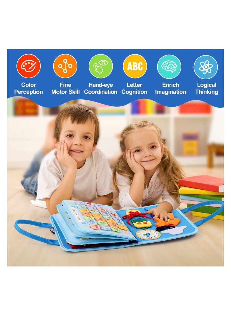 SOLARAE Toddler Busy Board for Ages 1-5, Montessori Educational Sensory Activity Toy for Fine Motor Skills and Basic Dressing Skills, Perfect Travel Gift for Boys and Girls (1 Pack) - Image 5