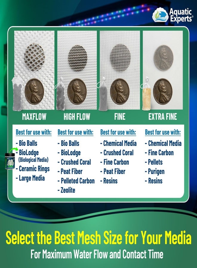 Aquatic Experts Extra Fine Aquarium Media Bag, Durable Drawstring Bags for Fish Tank Filters, 150 Micron Mesh (Extra Fine, 3"x 8" - 4 Pack) - Image 4