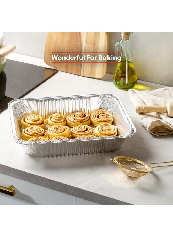 Munfix Munfix 30 Pack Aluminum Pans Disposable 9x13 Baking Chafing Trays - Deep Half Size Oven Steam Table Tin Foil Pans - Extra Heavy Duty Foil Pans for Heating, Roasting, Cooking, Storing Food  - Image 5