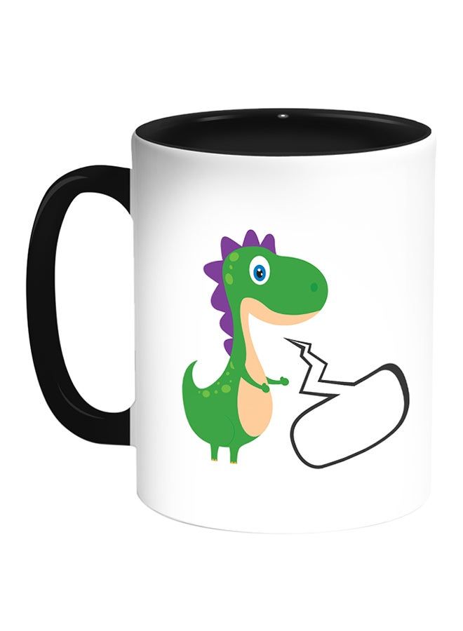 RKN Dinosaur Printed Coffee Mug White Black 11 ounce - Image 2