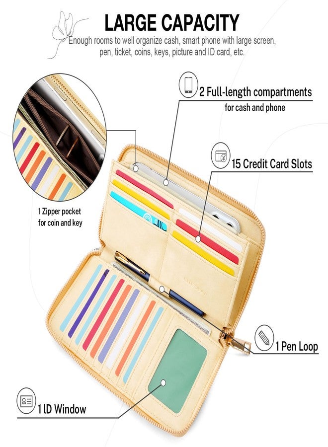 KITEVIUN محفظة KITEVIUN RFID نسائية، محفظة يد كبيرة الحجم على شكل فراشة للهاتف المحمول، لون أصفر 07 - Image 4