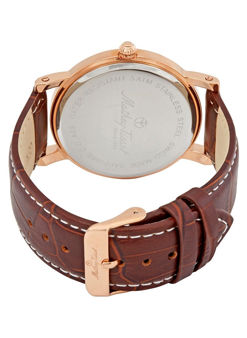 Mathey-Tissot City White Dial With Leather Strap Men's Watch 42mm HB611251PI Watch  - Image 4