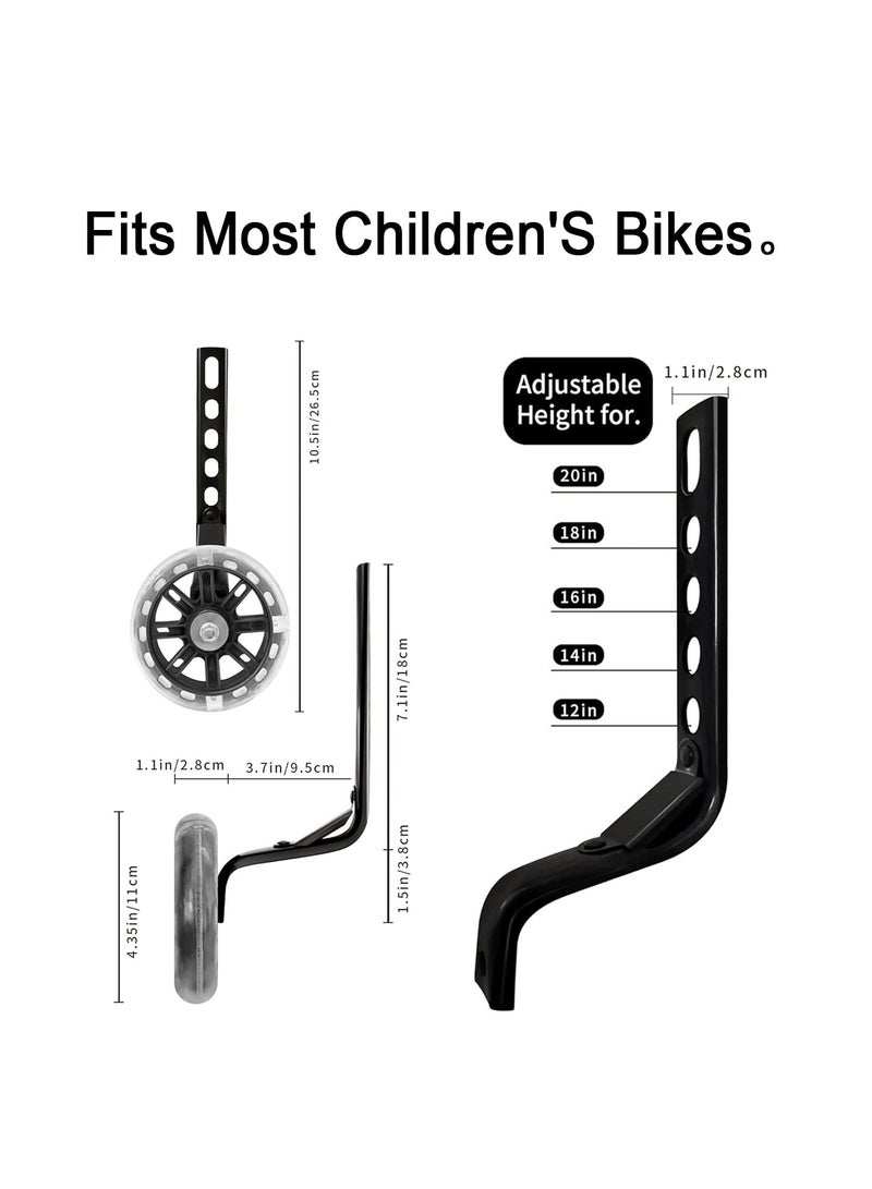 CMGTYYD Bike Stabilisers, Stabilisers for Childs Bike, 2 PCS Bicycle Training Wheels Mute Flash Wheels with Adjustable Bicycle Stabiliser Mounted Kit for 12 14 16 18 20 Inch Childs Bikes - Image 2
