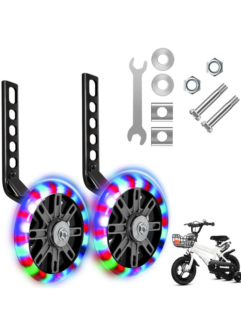 CMGTYYD Bike Stabilisers, Stabilisers for Childs Bike, 2 PCS Bicycle Training Wheels Mute Flash Wheels with Adjustable Bicycle Stabiliser Mounted Kit for 12 14 16 18 20 Inch Childs Bikes - Image 1